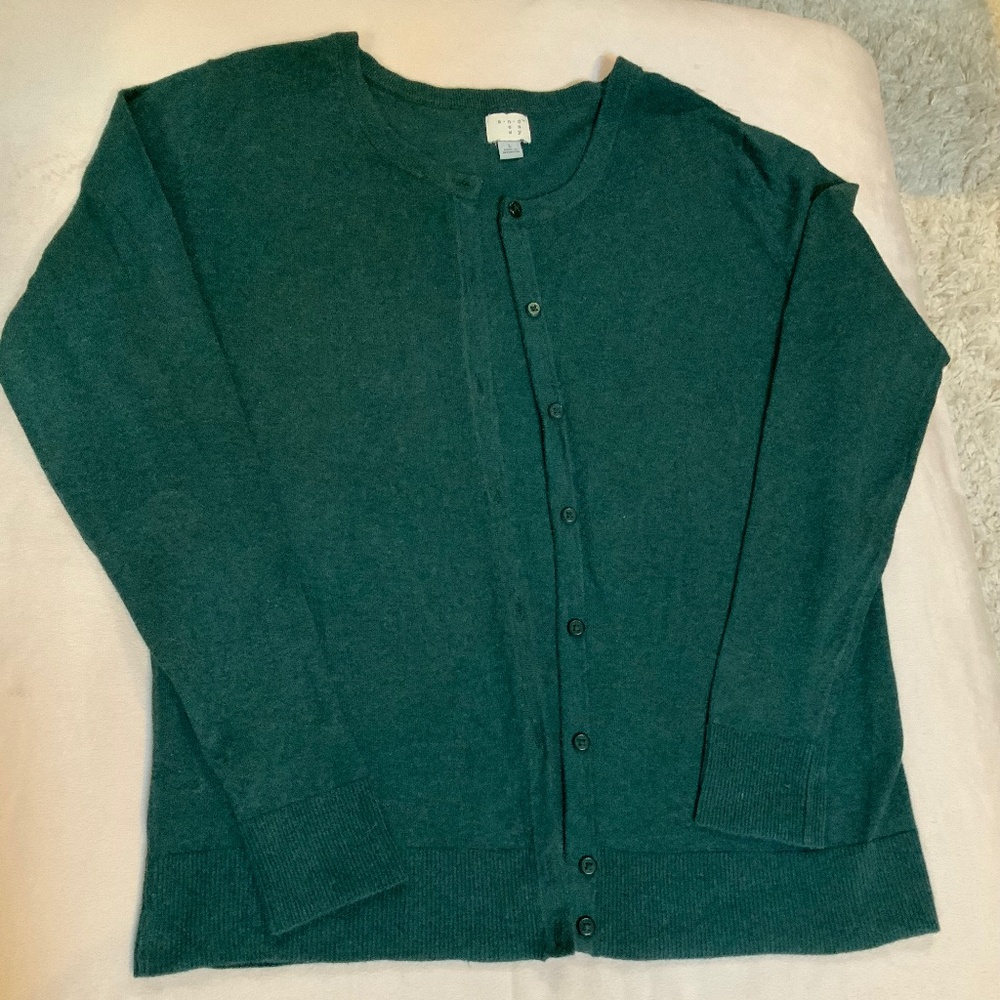 A New Day Cardigan Green L Cottagecore Coastal Masters Officecore